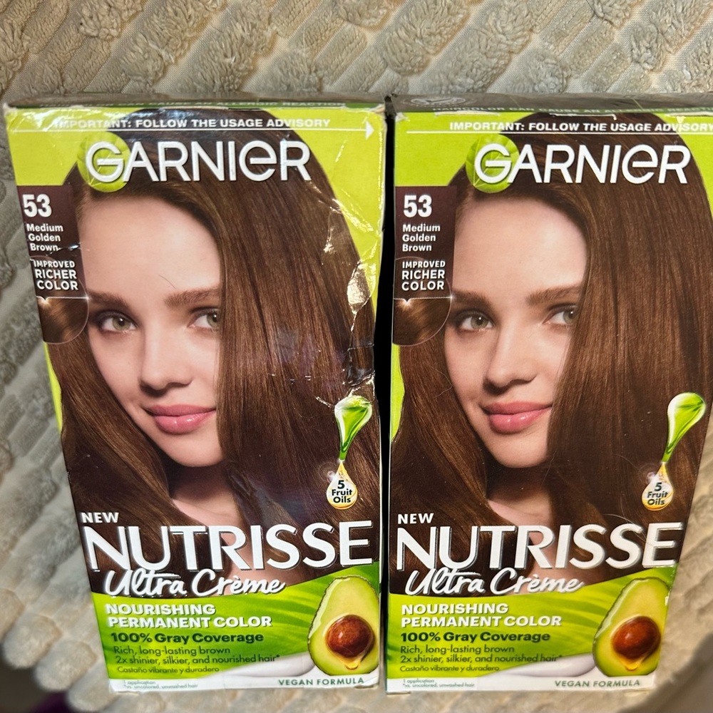 2 boxes of Garnier Nutrisse Ultra Creme Hair Color - Medium Golden Brown 53